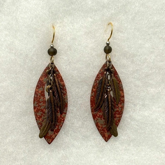 Feather Charm Earrings - Picture 1 of 2